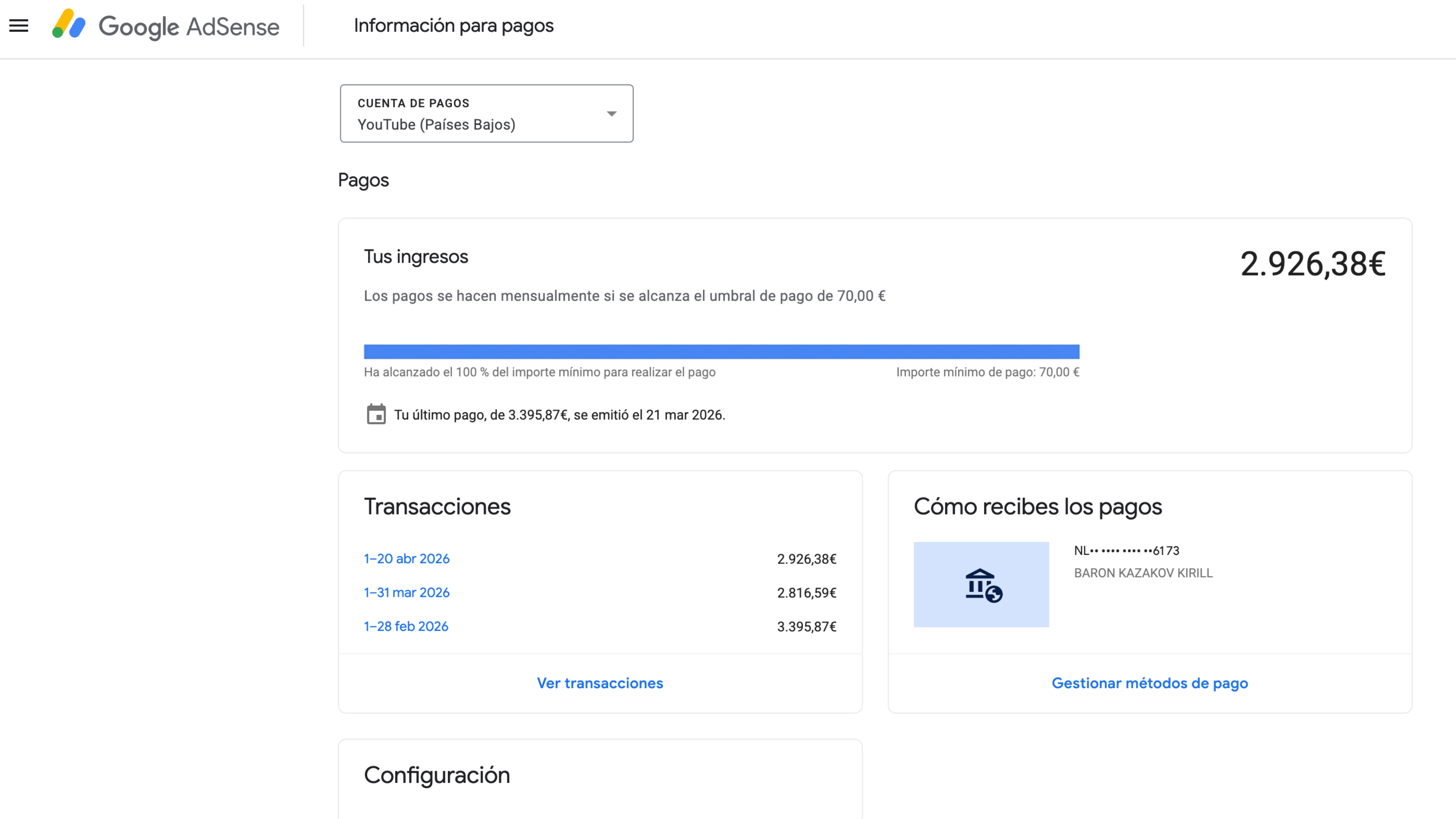 Google AdSense ingresos YouTube
